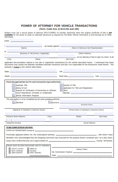 vehicle attorney form