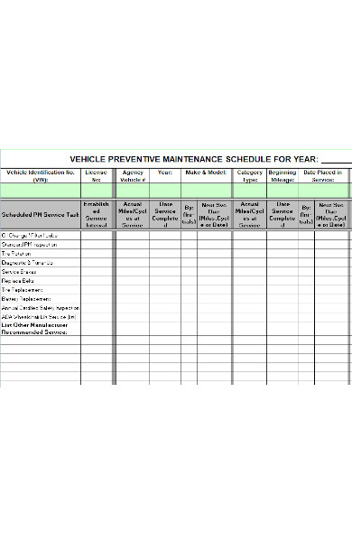 vehicle preventive maintenance form