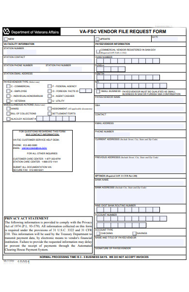 vendor file request form