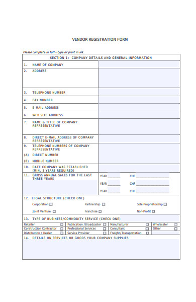 vendor registration form