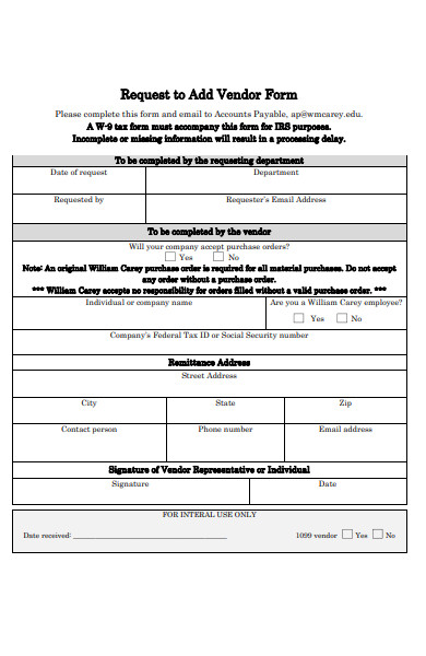 vendor request form