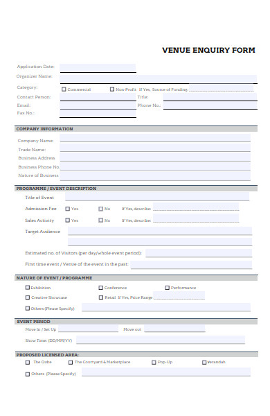 venue enquiry form