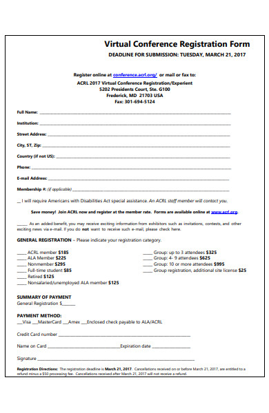 virtual conference registration form