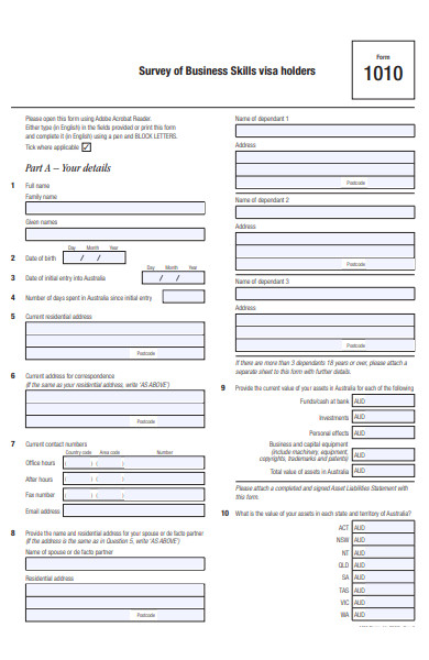visa holder survey form