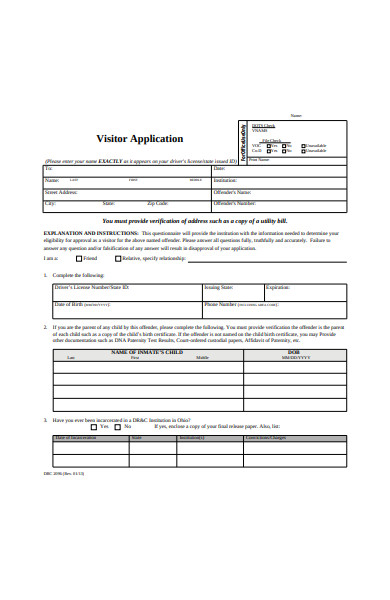 visitor application form in pdf