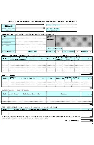 visitor expenses form