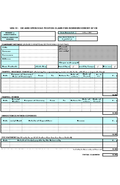 visitors expense form