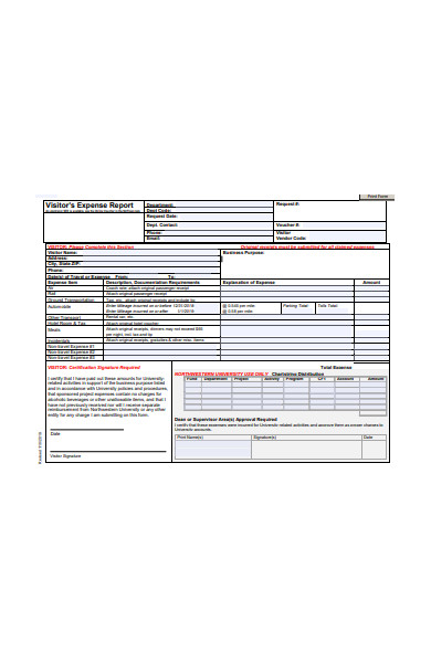 visitors expense report form