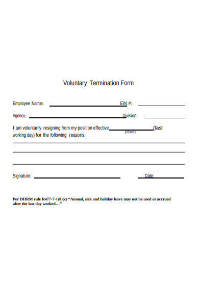 voluntary termination form