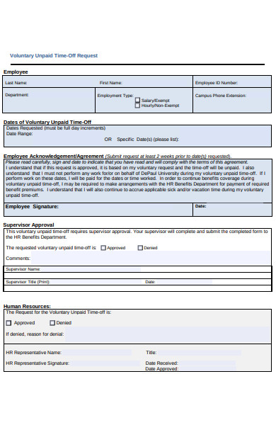 voluntary unpaid time off request form
