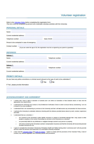 volunteer registration service form