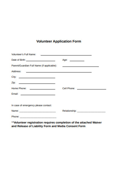 volunteer release registration form
