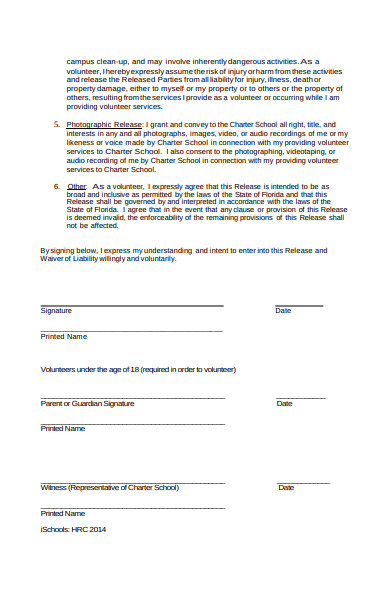 volunteer release and waiver of liability form in pdf