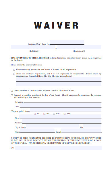 waiver court form