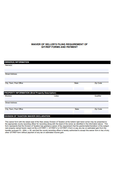 waiver of sellers form