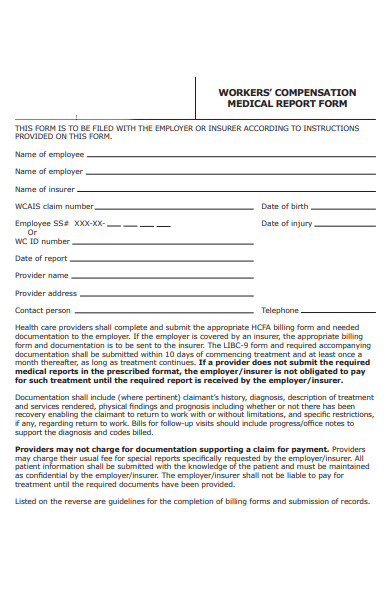 worker compensation medical report form