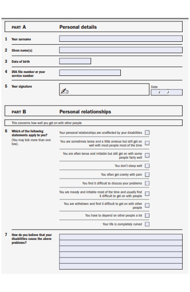 life style questionnaire form