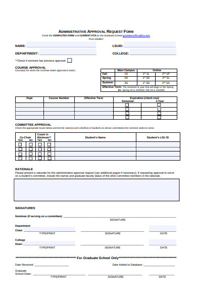 administrative approval request form