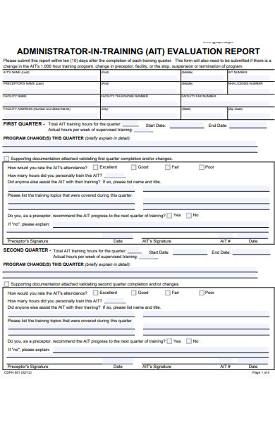 administrator training evaluation form