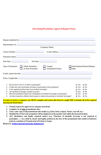 advertising approval request form