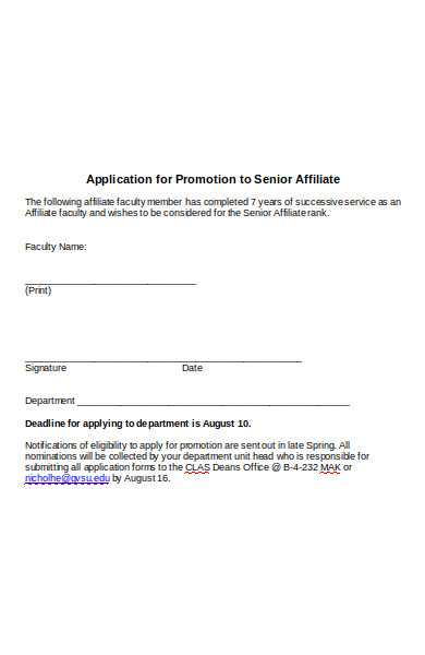 affiliate promotion form