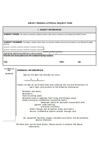 agency remodel approval request form