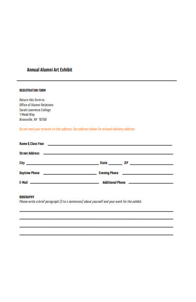 alumni art exhibit registration form