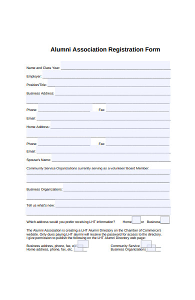 alumni association registration form
