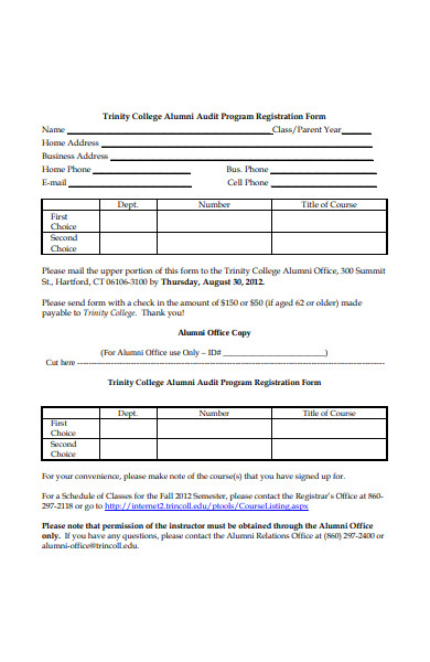 alumni audit registration form