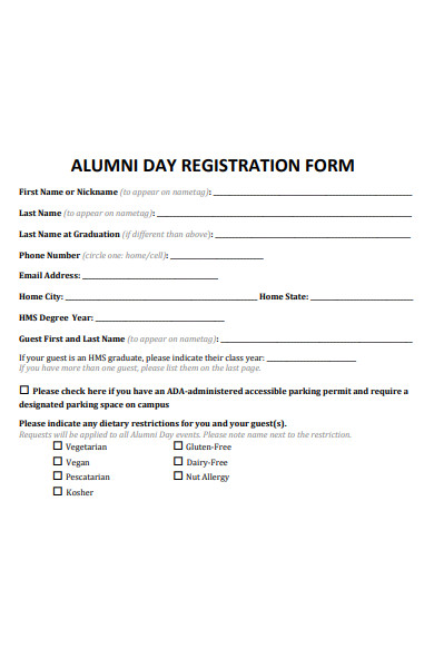 alumni day registration form