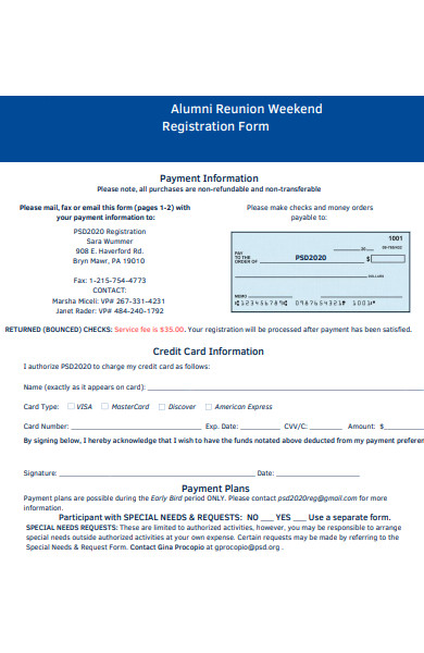 alumni registration weekend form