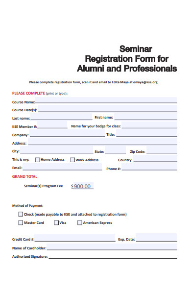 alumni seminar registration form