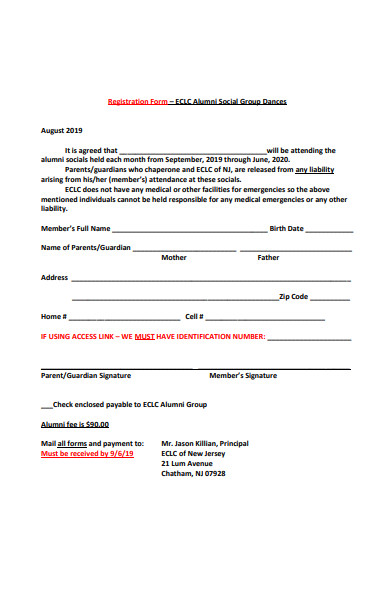 alumni social group registration form