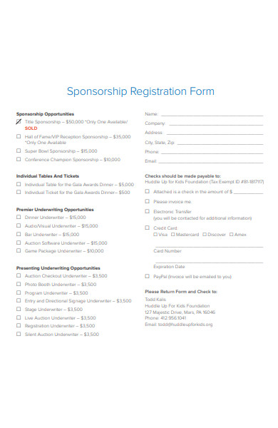 alumni sponsorship registration form