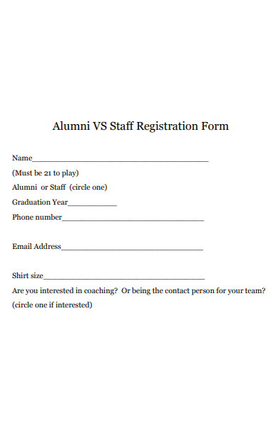 alumni staff registration form