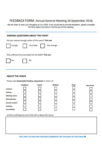 annual general meeting feedback form
