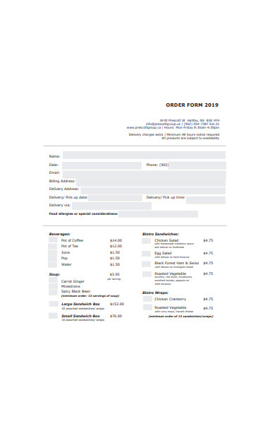 bakery order form in pdf