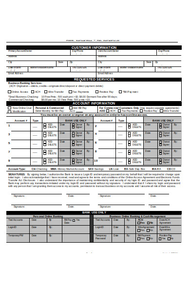 bank customer information form