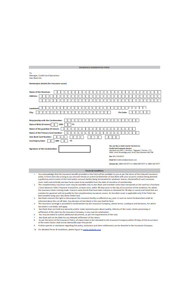 bank insurance nomination form