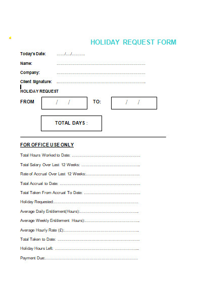 basic holiday request form
