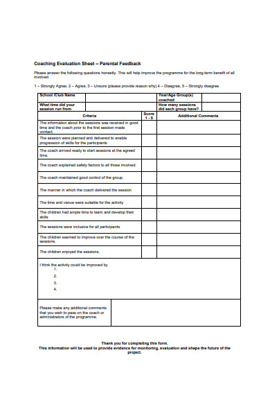 basic parent feedback form template