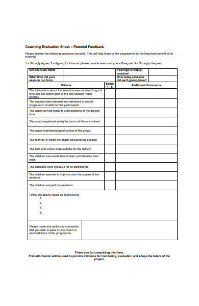 Free 33+ Parent Feedback Form Samples, Pdf, Ms Word, Google Docs, Excel