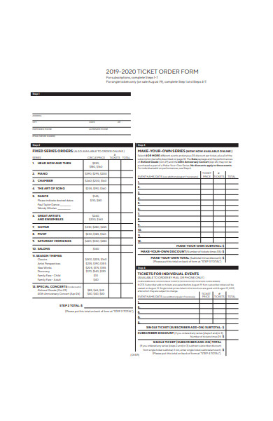 basic ticket order form