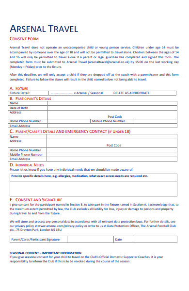 basic travel consent form