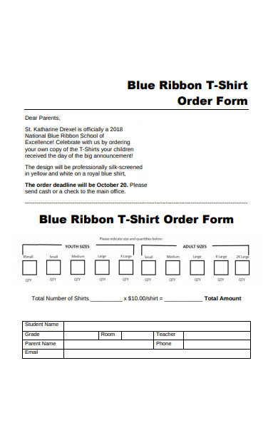 blue ribbon t shirt order form