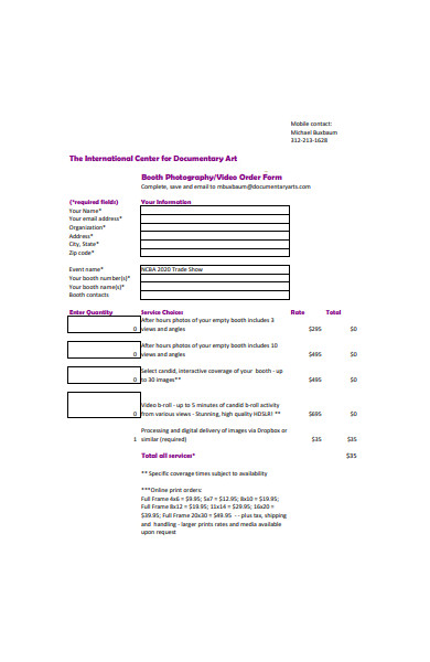 booth photography order form in pdf