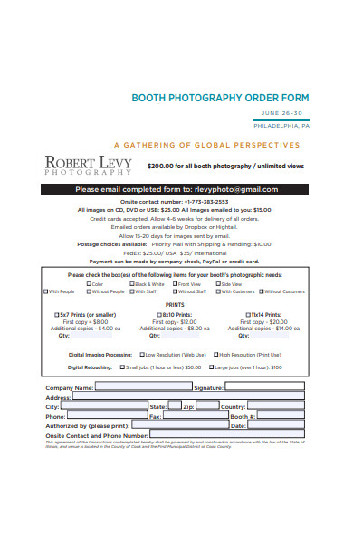 booth photography order form