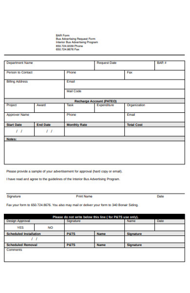 bus advertising request form