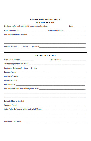business work order form