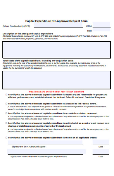 capital expenditure pre approval request form